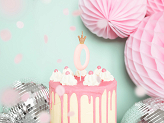 Birthday candle Number 0, light pink, 9.5cm