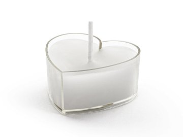 Bougies chauffe-plat en forme de cœur, 4 cm, blanc (1 pqt. / 10 pc.)