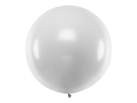 Runder Riesenballon 1 m, Metallic Silver Snow