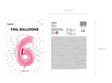 Balon foliowy Cyfra ''6'', 86cm, różowy