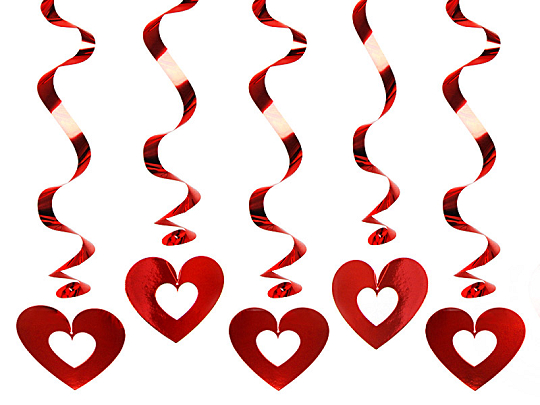 Swirls Hearts, red, 60cm (1 pkt / 5 pc.)