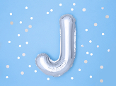 Ballon Mylar lettre ''J'', 35cm, argenté