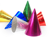 Holographic party hats, mix, 16cm (1 pkt / 120 pc.)