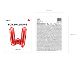 Ballon en Mylar Lettre ''W'', 35cm, rouge