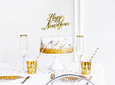 Cake topper Happy New Year, gold, 24cm