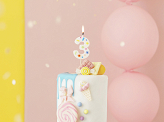 Birthday Candle Number '3', white confetti, 5.5cm