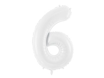 Foil ballon Number ''6'', 86 cm, white
