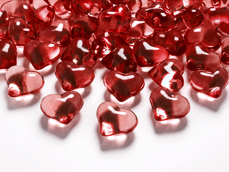 Crystal hearts, red, 21mm (1 pkt / 30 pc.) shop