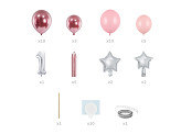 Strauß mit Luftballons - Ziffer ''1'', rosa, 90x140cm