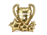 Standing foil balloon Trophy with stars, 83x87 cm, gold
