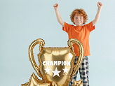 Standing foil balloon Trophy with stars, 83x87 cm, gold