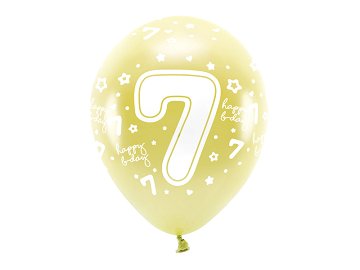 Eco Ballons 33 cm, Zahl '' 7 '', golden (1 VPE / 6 Stk.)
