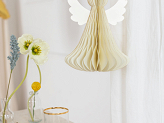 Papier-Dekoration honeycomb Engel, elfenbeinfarbig, 15 cm