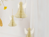 Décoration en papier honeycomb Ange, ivoire, 15 cm