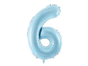 Ballon Mylar Chiffre ''6'', 86cm, bleu clair