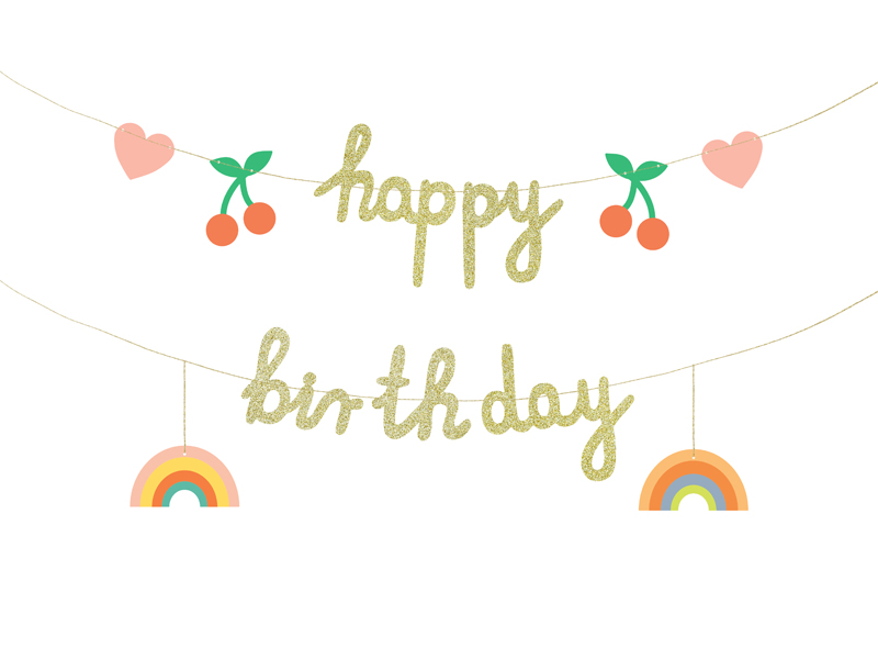 Flaggbanner – Happy Birthday – mix – 100x18 cm