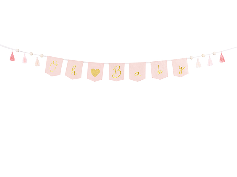 Flaggbanner – Oh Baby – ljusrosa – 2.5 m