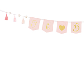 Banner Oh baby with tassels, 2.5 m, light pink