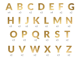 Baner Alfabet, złoty, 14cm (1 op. / 63 szt.)
