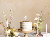 Birthday Candle Number '4', White with Flower Petals, 8 cm