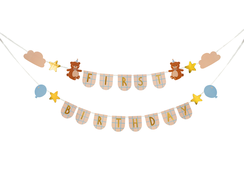 Flaggbanner – First Birthday – Björnar – mix – 2.55 m