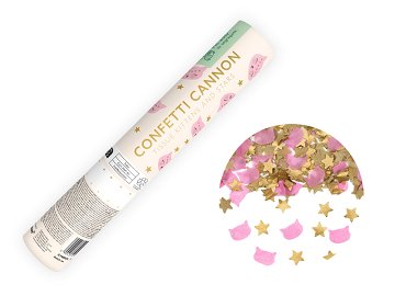 Star and cat-shaped confetti tube shooter, 20 cm