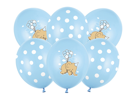 Ballons 30 cm, Elephant, Mélange bleu bébé pastel (1 pqt. / 50 pc.)