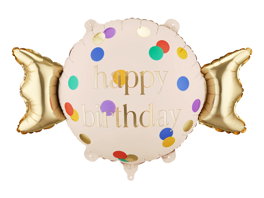 Foil balloon Candy Happy Birthday, 61x37 cm, mix