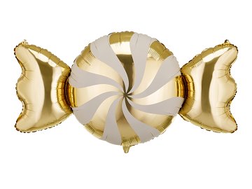 Balon foliowy Cukierek, 113x54 cm, beżowo-złoty