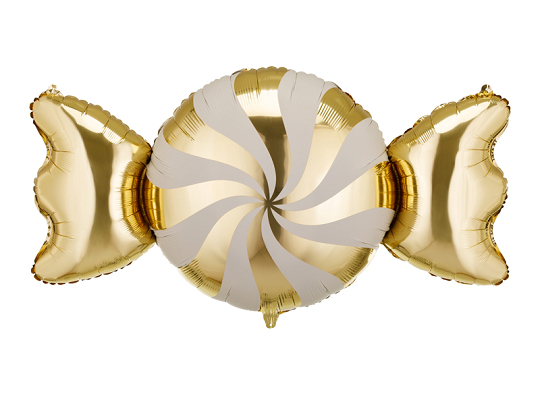 Balon foliowy Cukierek, 113x54 cm, beżowo-złoty