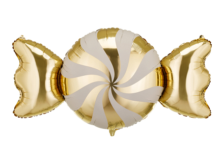 Balon foliowy Cukierek, 113x54 cm, beżowo-złoty