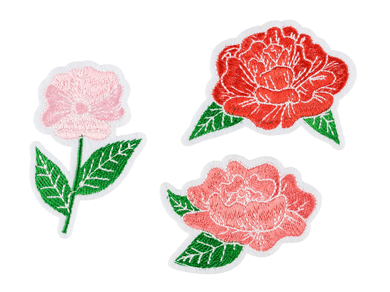 Tygmärke – Blommor – mix – 7 cm – 3-pack