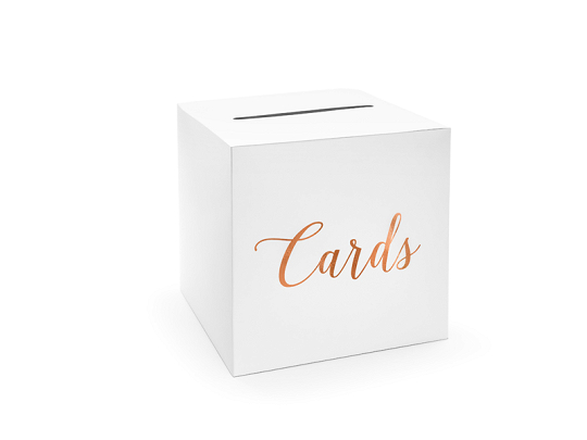 Pudełko na koperty - Cards, różowe złoto, 24x24x24cm