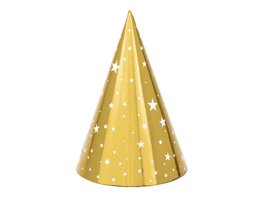 Chapeaux de fête Noël, or, 16cm (1 pqt. / 6 pc.)