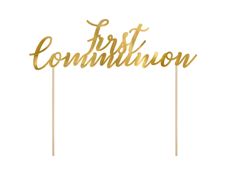 Tårttoppers – Kommunion – guld – 21 cm