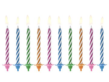 Birthday candles Magic, mix, 6cm (1 pkt / 10 pc.)