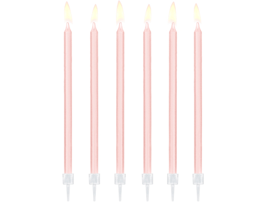 Plain birthday candles, light pink, 14cm (1 pkt / 12 pc.)