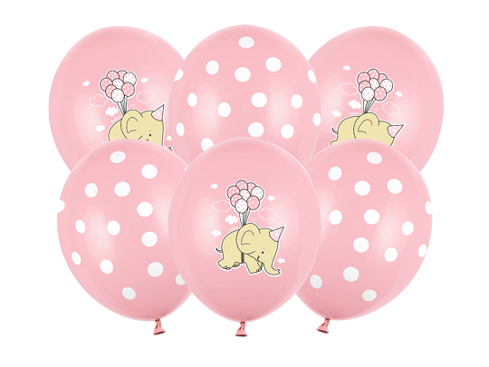 Ballons 30 cm, Elephant, Mélange rose pastel (1 pqt. / 6 pc.)