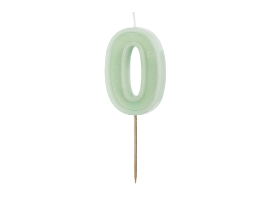 Birthday candle Number 0, green, 6 cm