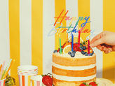 Cake topper Happy Birthday, 18x16.5 cm, mix