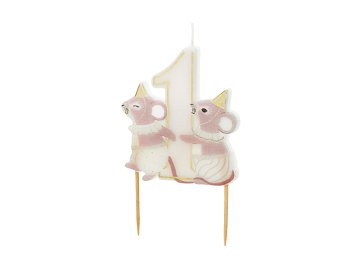 Birthday candle number 1 Mice, 7.5 cm, mix