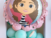 Balon foliowy pastylka z falbanką Koci Domek Gabi, 52x52 cm, mix
