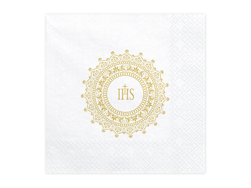 Servetter – Kommunion IHS – guld – 20-pack