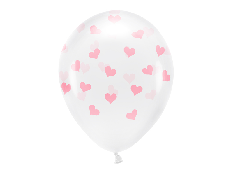 Latexballong – Hjärtan – transparent – 33 cm