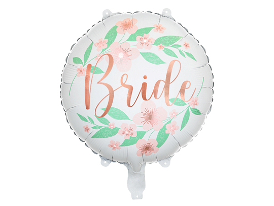 Ballon en aluminium Bride, Fleurs, 45cm, blanc