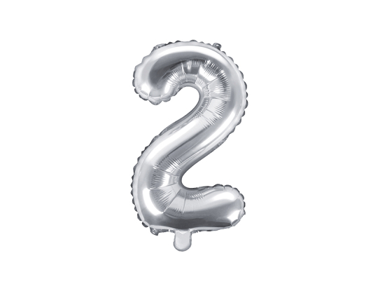 Ballon Mylar Chiffre ''2'', 35cm, argenté