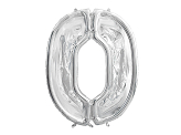 Nummerrahmen '0' für Latexballons, 126cm, Glänzend Silber