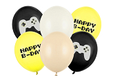 Balony 30 cm, Happy B-day, mix (1 op. / 6 szt.)