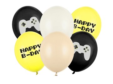Ballons 30 cm, Happy B-Day, Mix (1 VPE / 6 Stk.)