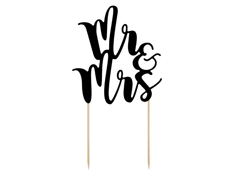 Tårttoppers – Mr & Mrs – svart – 25.5 cm